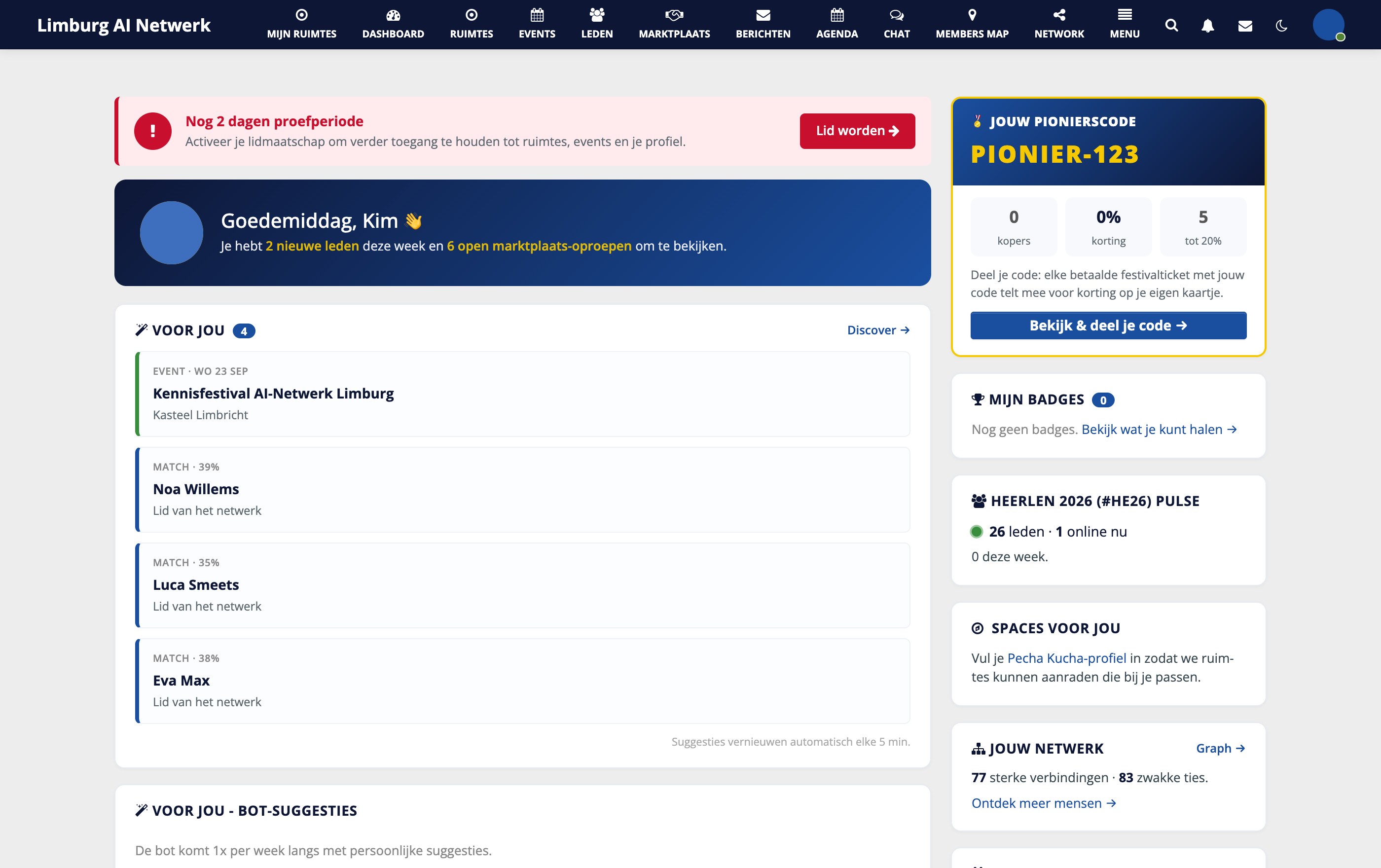 Persoonlijk dashboard met suggesties en agenda